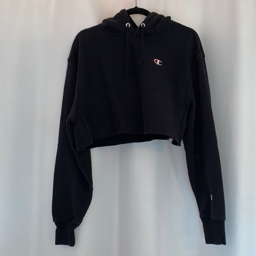 Champion Black Cropped Hoodie